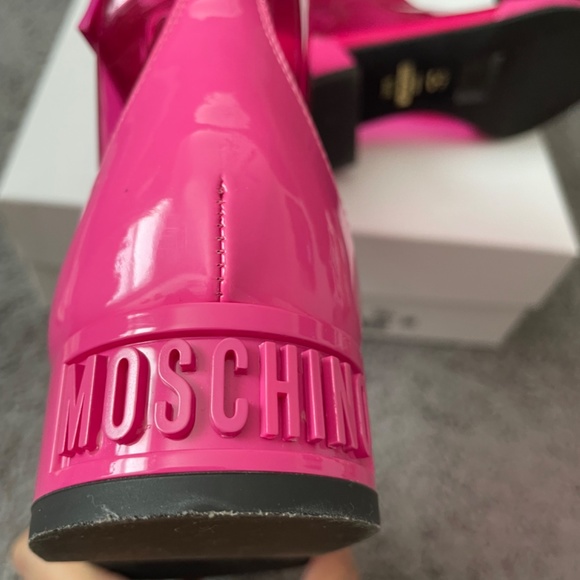 MOSCHINO Couture Rain Boots Pink Worn Once! Size 38 1/2 - Picture 7 of 11